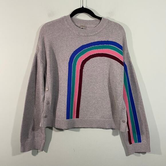 Lou & Grey Women Grey Rainbow Snap Sweater Size S #760340 - Picture 1 of 8